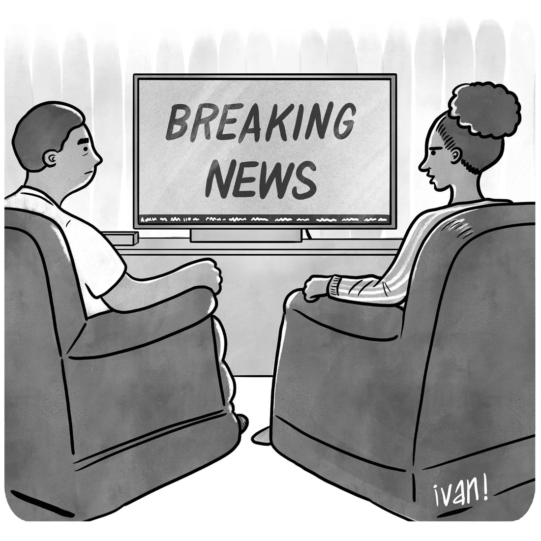 Breaking News on TV Cartoon - Source:  The New Yorker